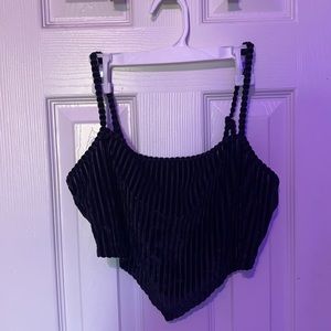 Velvet striped design crop top